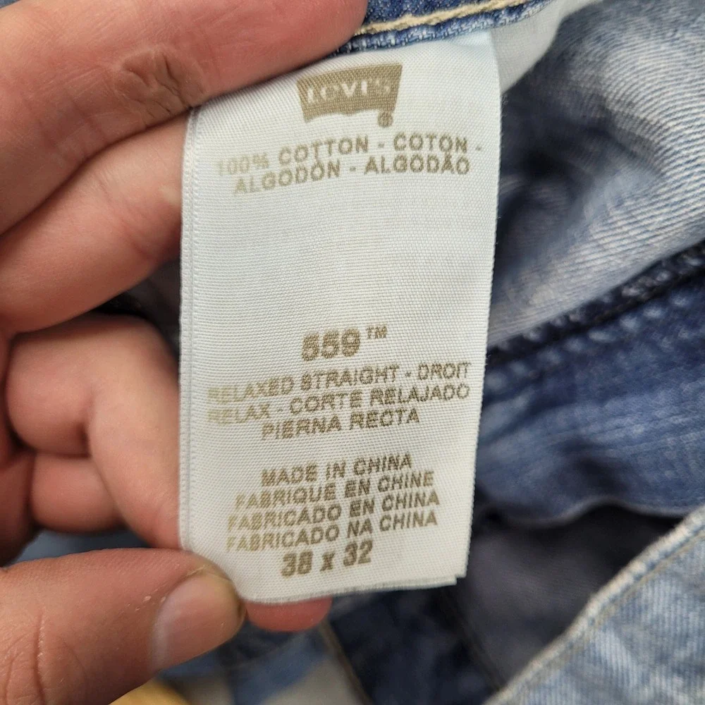 Levi's 559‎ Relaxed Straight Jeans Mens 38x32 Blue Denim 100% Cotton